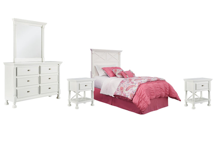 ASHLEY FURNITURE PKG005284 Twin Panel Headboard With Mirrored Dresser and 2 Nightstands