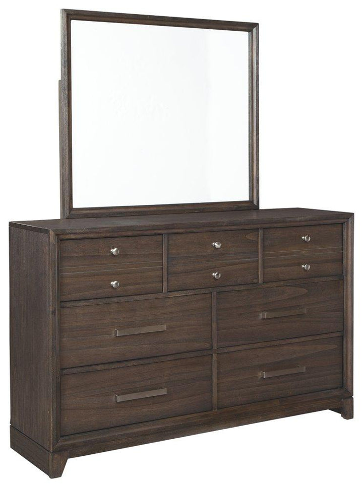 ASHLEY FURNITURE PKG014095 King Panel Bed With 2 Storage Drawers With Mirrored Dresser and Nightstand
