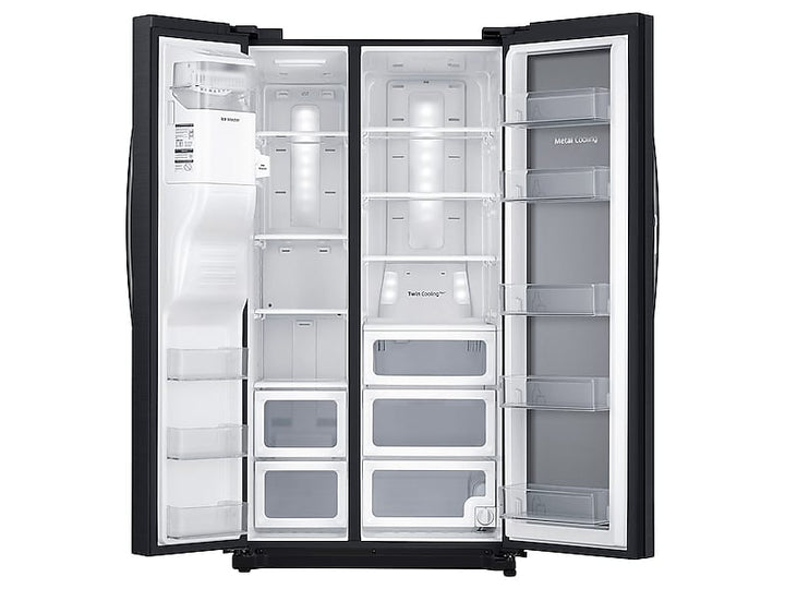 SAMSUNG RH25H5611SG 25 cu. ft. Food ShowCase Side-by-Side Refrigerator with Metal Cooling in Black Stainless Steel