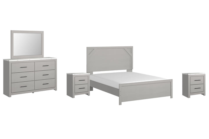 ASHLEY FURNITURE PKG009402 Queen Panel Bed With Mirrored Dresser and 2 Nightstands