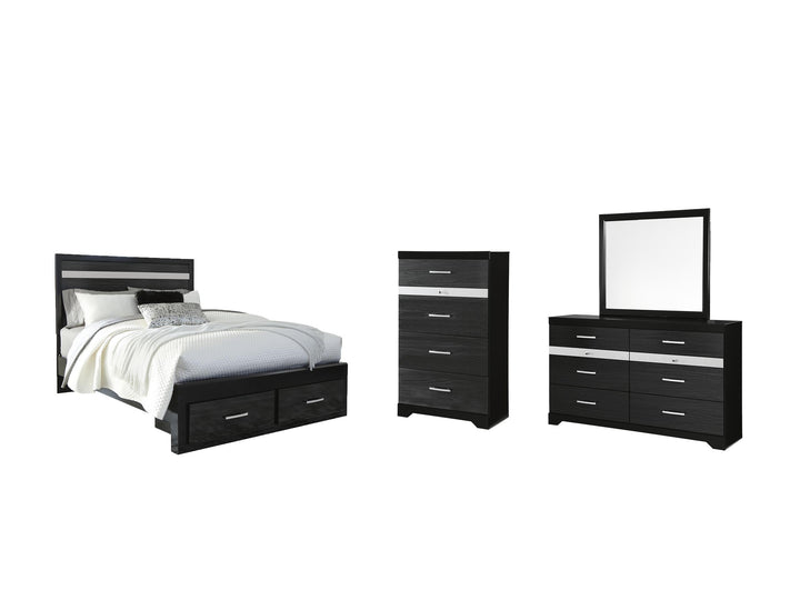 ASHLEY FURNITURE PKG007656 Queen Panel Bed With 2 Storage Drawers With Mirrored Dresser and Chest