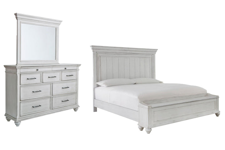 ASHLEY FURNITURE PKG007950 King Panel Bed With Storage With Mirrored Dresser