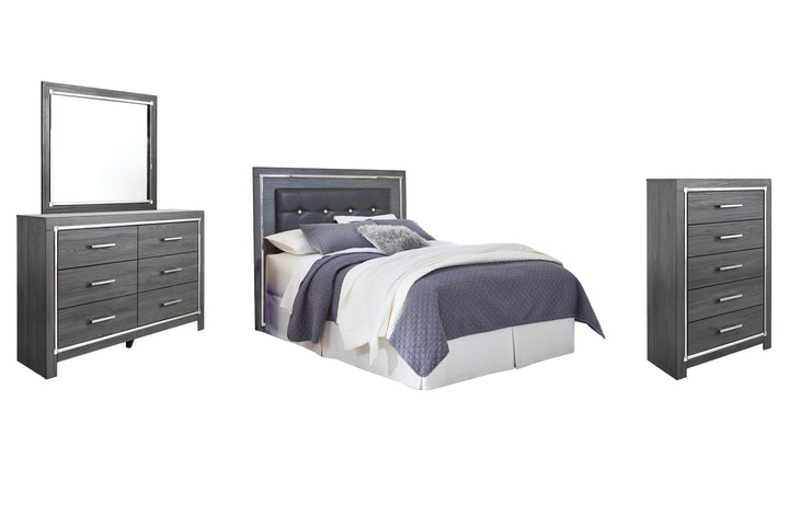 ASHLEY FURNITURE PKG003488 Queen/full Upholstered Panel Headboard With Mirrored Dresser and Chest