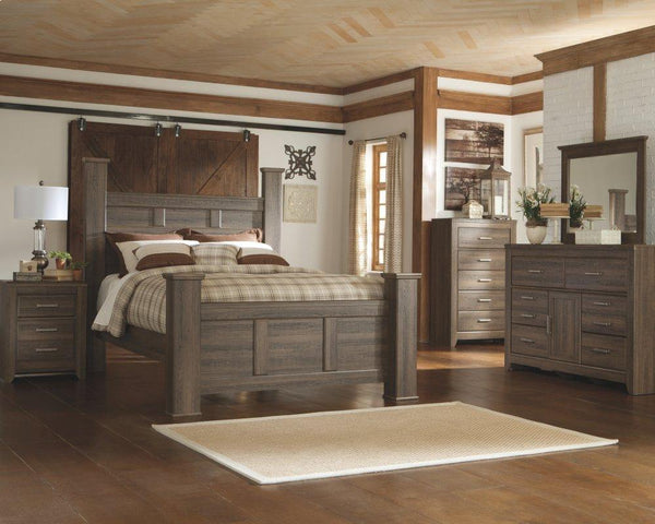 ASHLEY FURNITURE PKG004067 Queen Poster Bed With Mirrored Dresser, Chest and Nightstand