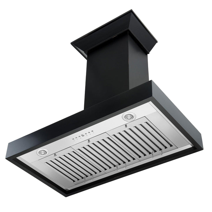 ZLINE KITCHEN AND BATH KBCC30 ZLINE Convertible Vent Wooden Wall Mount Range Hood in Black Size: 30 inch