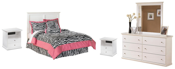 ASHLEY FURNITURE PKG002764 Full Panel Headboard With Mirrored Dresser and 2 Nightstands