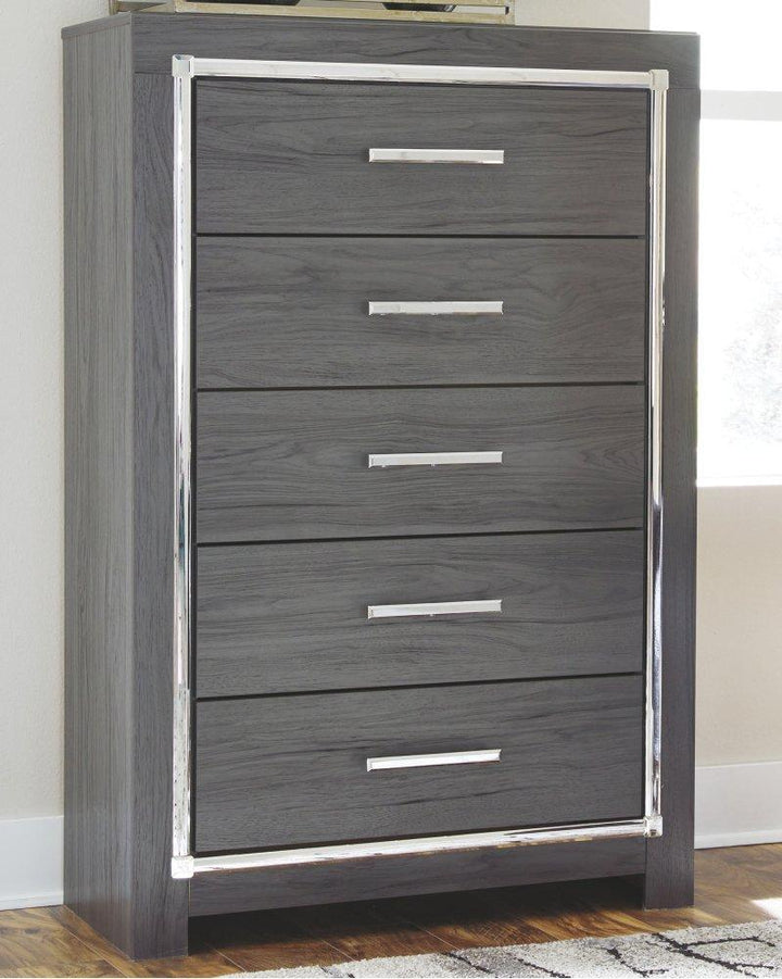 ASHLEY FURNITURE PKG003615 Full Panel Bed With 2 Storage Drawers With Mirrored Dresser and Chest