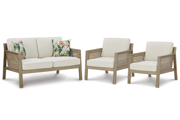 ASHLEY FURNITURE PKG014548 Outdoor Loveseat With 2 Lounge Chairs