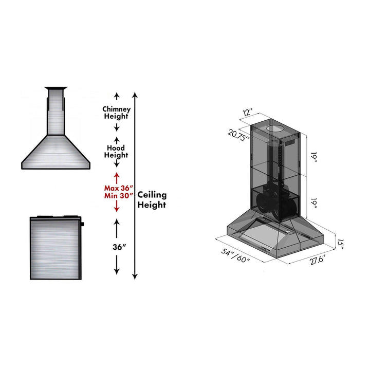 ZLINE KITCHEN AND BATH 697I36 ZLINE Ducted Island Mount Range Hood in Stainless Steel Size: 36 Inch