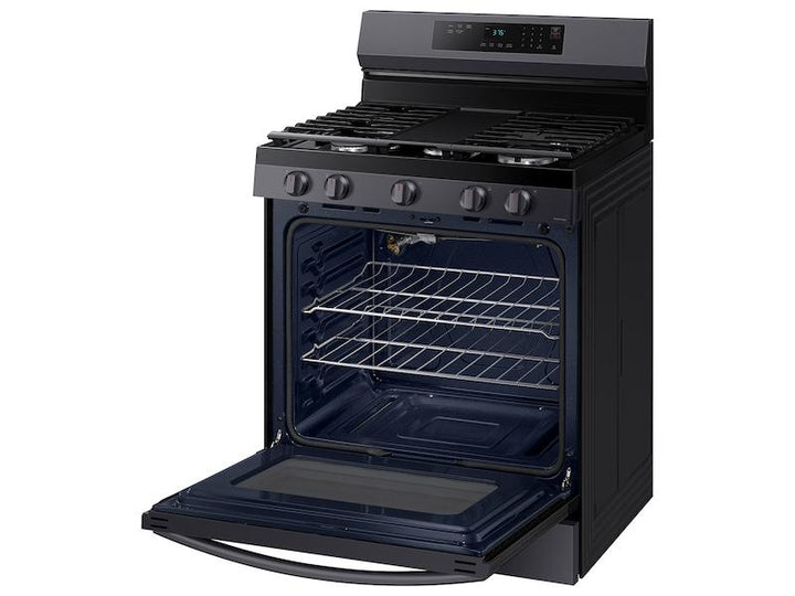 SAMSUNG NX60A6311SG 6.0 cu. ft. Smart Freestanding Gas Range with 18K BTU Dual Power Burner & Self Clean in Black Stainless Steel