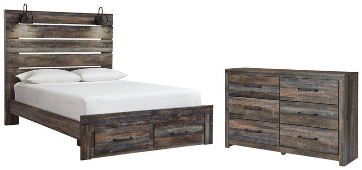 ASHLEY FURNITURE PKG003253 Queen Panel Bed With 2 Storage Drawers With Mirrored Dresser