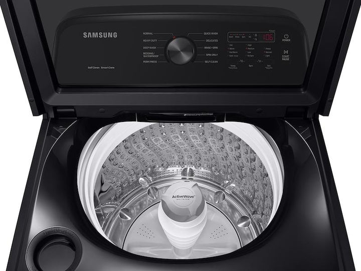 SAMSUNG WA49B5105AV 4.9 cu. ft. Large Capacity Top Load Washer with ActiveWave TM Agitator and Deep Fill in Brushed Black