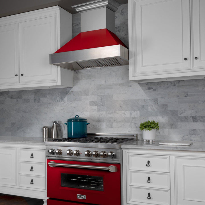 ZLINE KITCHEN AND BATH 8654RG30 ZLINE Ducted ZLINE DuraSnow Stainless Steel R Range Hood with Red Gloss Shell Size: 30 Inch