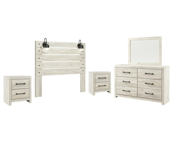 ASHLEY FURNITURE PKG002959 Queen Panel Headboard With Mirrored Dresser and 2 Nightstands