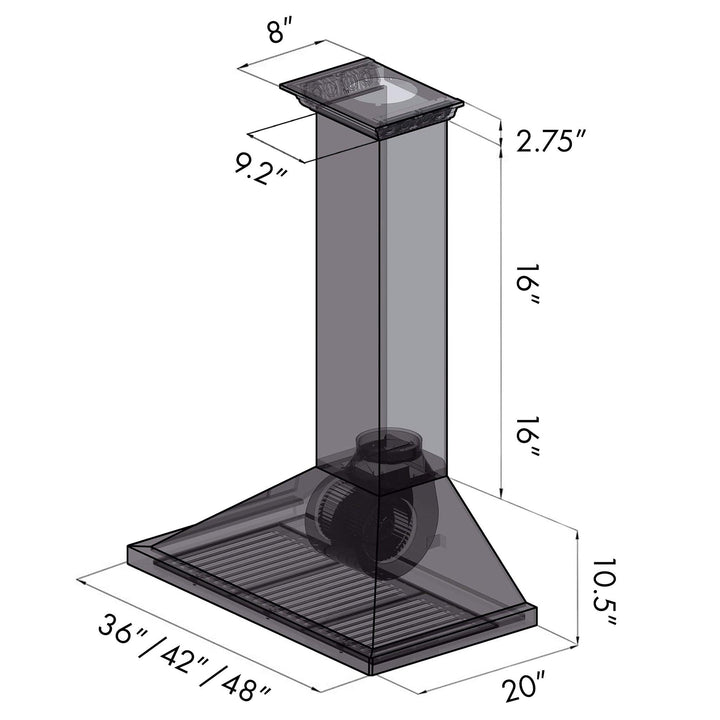 ZLINE KITCHEN AND BATH KBCRNBT42 ZLINE Wall Mount Range Hood in Stainless Steel with Built-in CrownSound R Bluetooth Speakers Size: 42 Inch