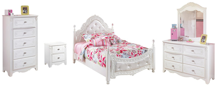 ASHLEY FURNITURE PKG002944 Full Poster Bed With Mirrored Dresser, Chest and Nightstand