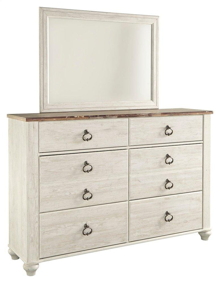 ASHLEY FURNITURE PKG004350 Twin Panel Headboard With Mirrored Dresser and 2 Nightstands