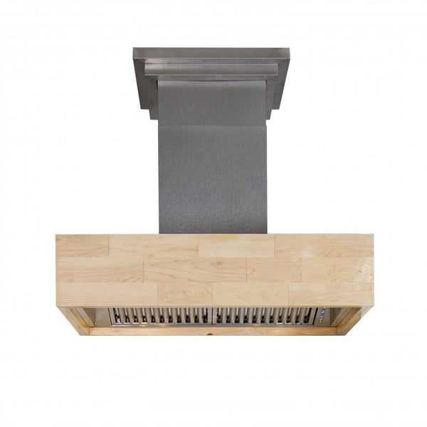 ZLINE KITCHEN AND BATH 681IM42 ZLINE Designer Series Wooden Island Mount Range Hood in Butcher Block Size: 42 inch