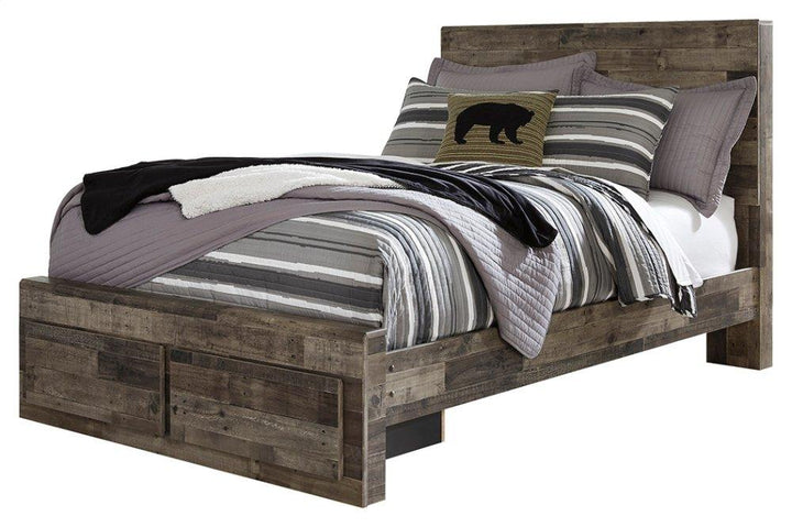 ASHLEY FURNITURE PKG003458 Full Panel Bed With 2 Storage Drawers With Mirrored Dresser and Chest