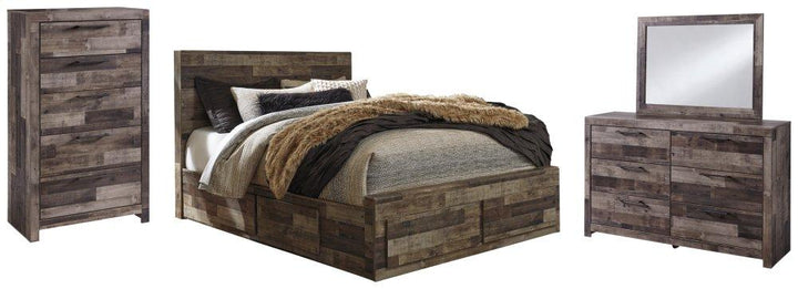 ASHLEY FURNITURE PKG003472 Queen Panel Bed With 6 Storage Drawers With Mirrored Dresser and Chest