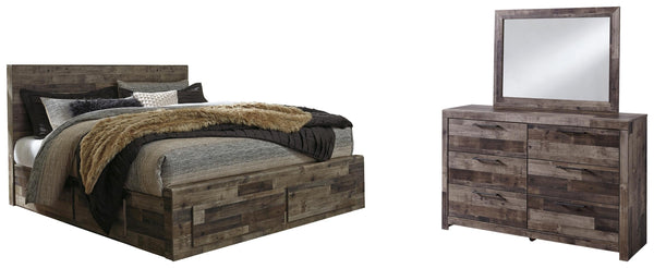 ASHLEY FURNITURE PKG003344 King Panel Bed With 6 Storage Drawers With Mirrored Dresser