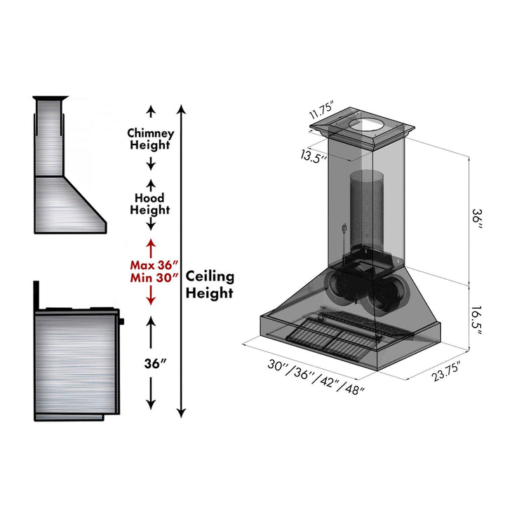 ZLINE KITCHEN AND BATH 6554SSSS36 ZLINE Convertible Vent Designer Series Wall Mount Range Hood in DuraSnow TM Stainless Steel Size: 36 inch