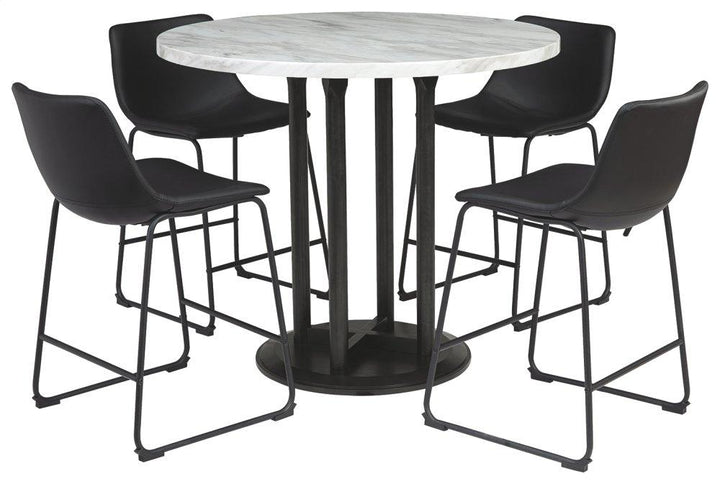 ASHLEY FURNITURE D372D6 Centiar Counter Height Dining Table and 4 Barstools