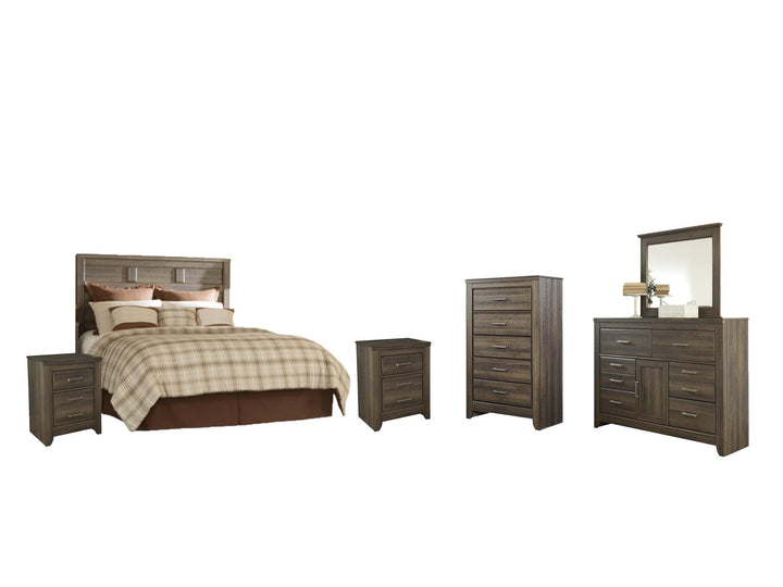 ASHLEY FURNITURE PKG004028 Queen Panel Headboard With Mirrored Dresser, Chest and 2 Nightstands