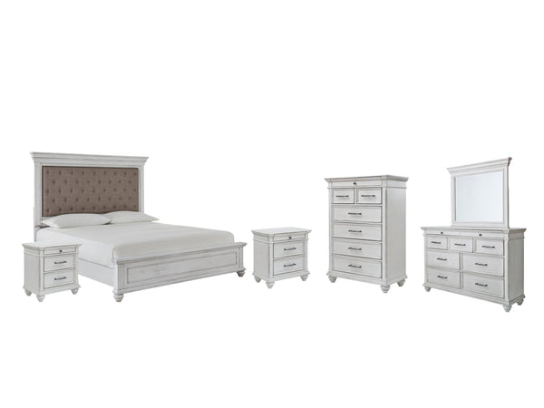 ASHLEY FURNITURE PKG007936 Queen Panel Bed With Mirrored Dresser, Chest and 2 Nightstands