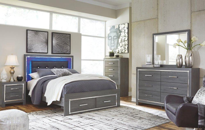 ASHLEY FURNITURE PKG003584 Queen Panel Bed With 2 Storage Drawers With Mirrored Dresser and 2 Nightstands