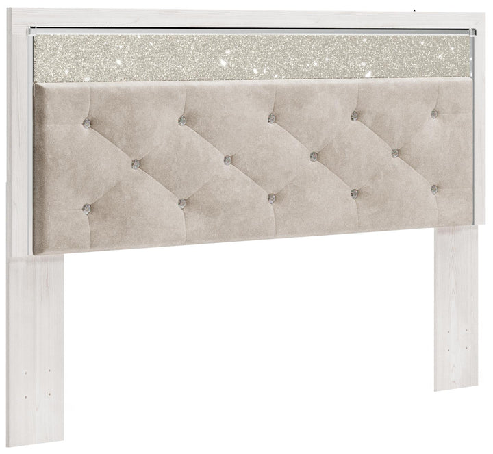 ASHLEY FURNITURE PKG009476 King Panel Headboard With Mirrored Dresser, Chest and Nightstand