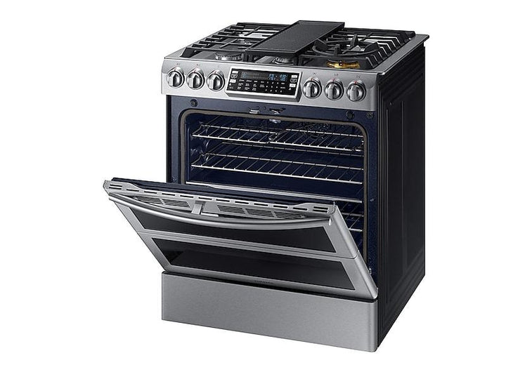 SAMSUNG NX58K9850SS 5.8 cu. ft. Slide-In Gas Range with Flex Duo TM & Dual Door in Stainless Steel