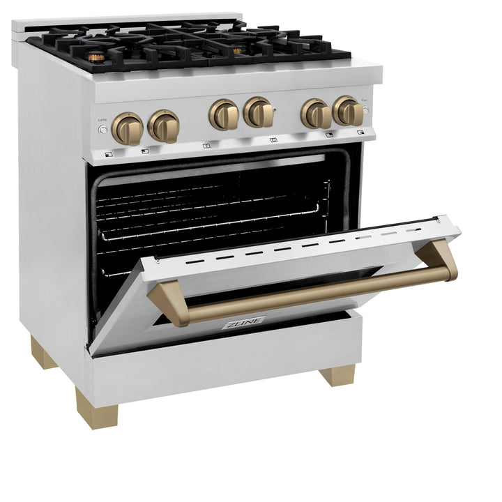 ZLINE KITCHEN AND BATH RGZ30G ZLINE Autograph Edition 30" 4.0 cu. ft. Range with Gas Stove and Gas Oven in Stainless Steel with Accents Color: Gold