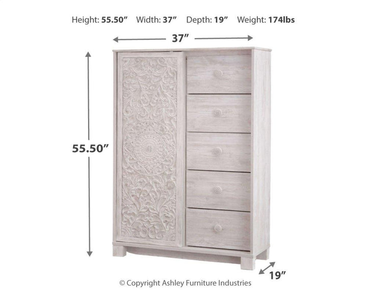 ASHLEY FURNITURE PKG002888 Queen Panel Bed With Mirrored Dresser and Chest