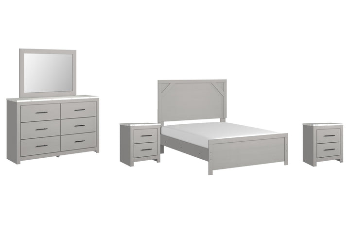 ASHLEY FURNITURE PKG009414 Full Panel Bed With Mirrored Dresser and 2 Nightstands