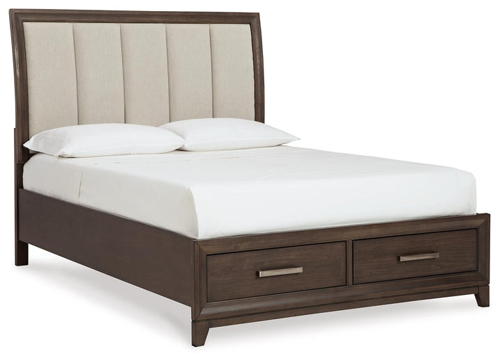 ASHLEY FURNITURE PKG014090 Queen Panel Bed With 2 Storage Drawers With Mirrored Dresser and Nightstand