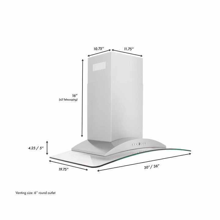 ZLINE KITCHEN AND BATH KN30 ZLINE Convertible Vent Wall Mount Range Hood in Stainless Steel & Glass Size: 30 inch