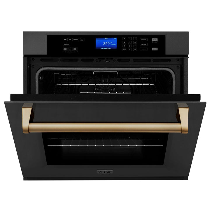 ZLINE KITCHEN AND BATH AWSZ30BSG ZLINE 30" Autograph Edition Single Wall Oven with Self Clean and True Convection in Black Stainless Steel Color: Gold