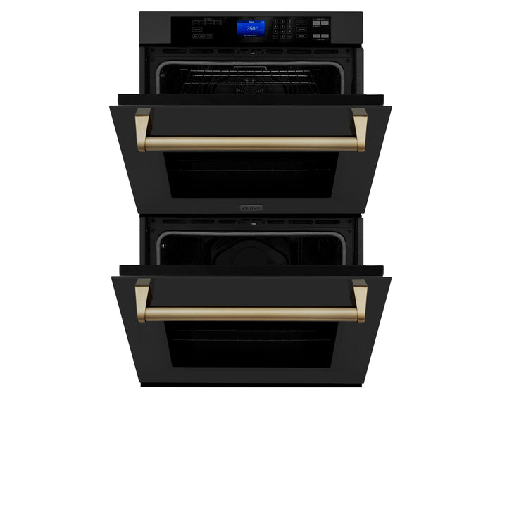 ZLINE KITCHEN AND BATH AWDZ30BSG ZLINE 30" Autograph Edition Double Wall Oven with Self Clean and True Convection in Black Stainless Steel Color: Gold