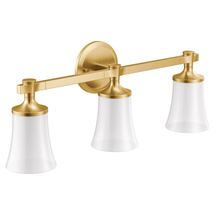 MOEN YB0363BG Flara Brushed gold three globe bath light