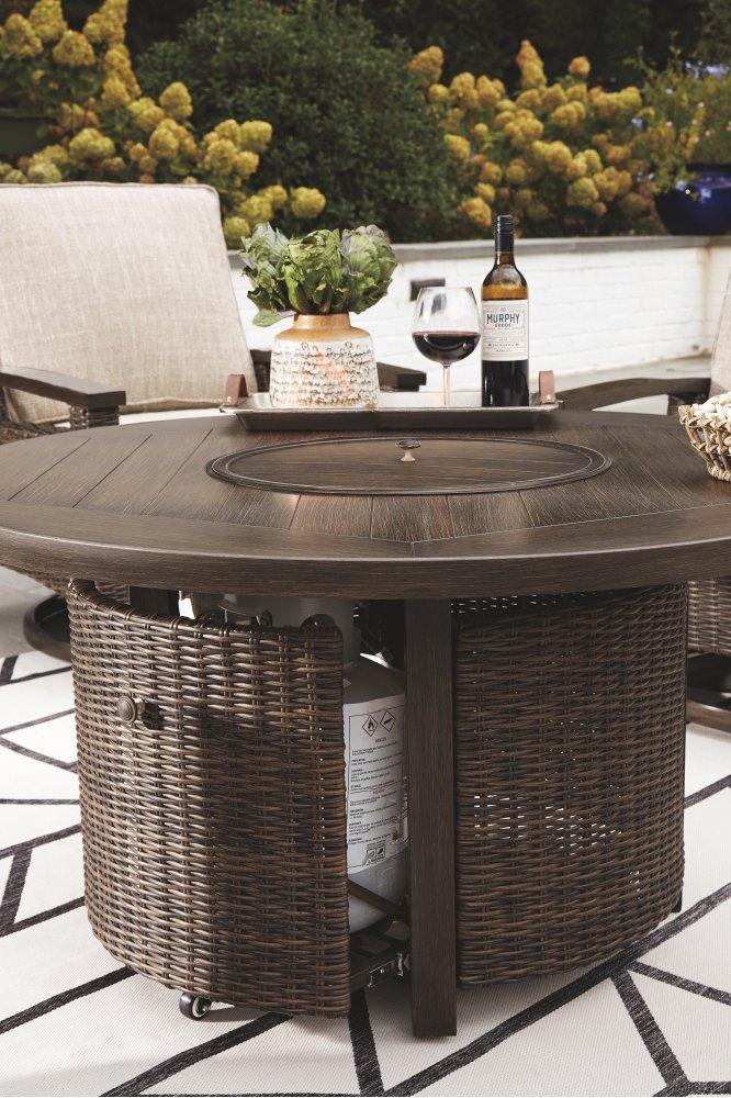 ASHLEY FURNITURE PKG008824 Outdoor Fire Pit Table and 4 Chairs