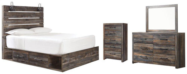 ASHLEY FURNITURE PKG003435 Twin Panel Bed With 2 Storage Drawers With Mirrored Dresser and Chest