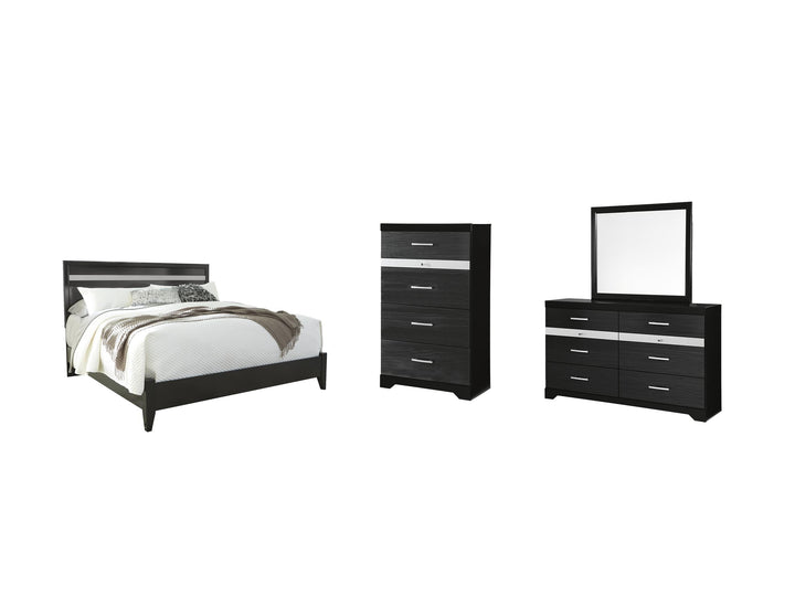 ASHLEY FURNITURE PKG007668 King Panel Bed With Mirrored Dresser and Chest
