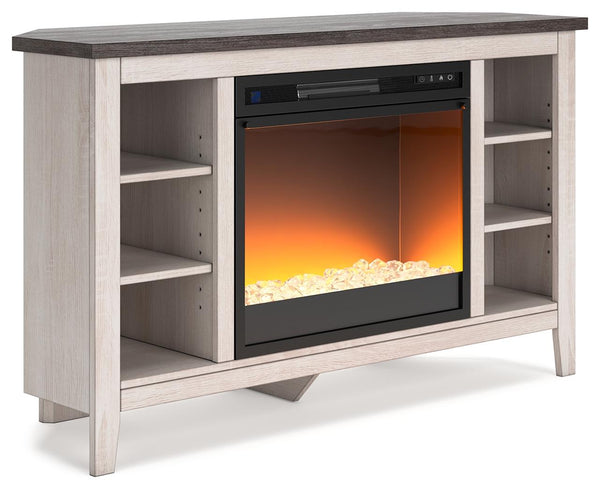 ASHLEY FURNITURE W287W5 Dorrinson Corner TV Stand With Electric Fireplace