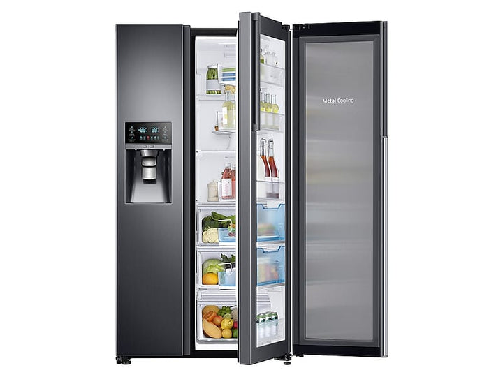 SAMSUNG RH22H9010SG 22 cu. ft. Food Showcase Counter Depth Side-by-Side Refrigerator with Metal Cooling in Black Stainless Steel