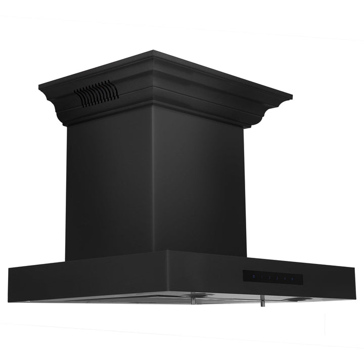 ZLINE KITCHEN AND BATH BSKENCRNBT24 ZLINE Wall Mount Range Hood in Black Stainless Steel with Built-in CrownSound R Bluetooth Speakers Size: 24 Inch