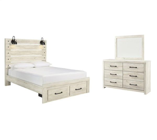 ASHLEY FURNITURE PKG003093 Queen Panel Bed With 2 Storage Drawers With Mirrored Dresser