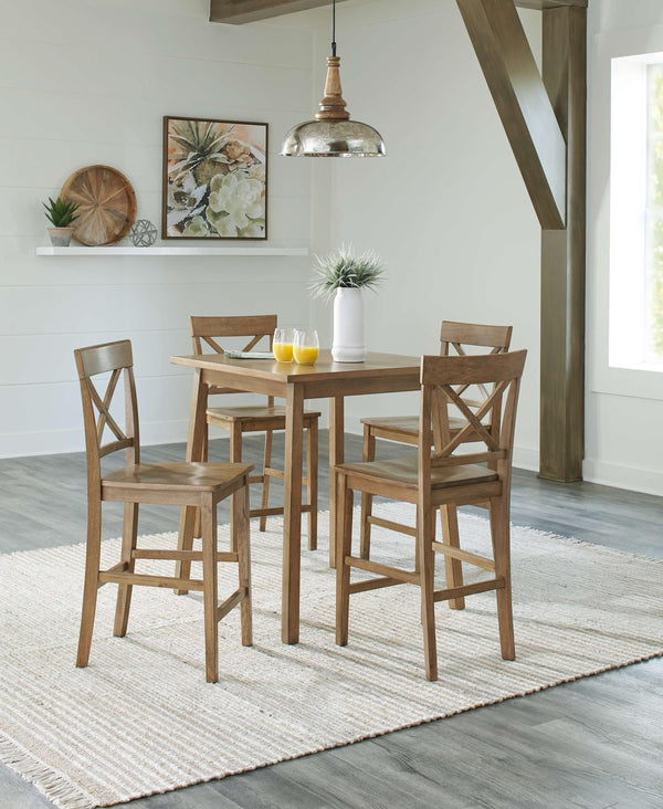 ASHLEY FURNITURE PKG012080 Counter Height Dining Table and 4 Barstools