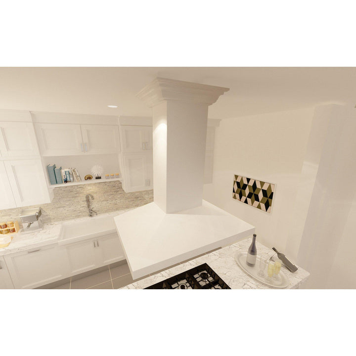 ZLINE KITCHEN AND BATH KBITT30 ZLINE Wooden Island Mount Range Hood in Cottage White Size: 30 Inch