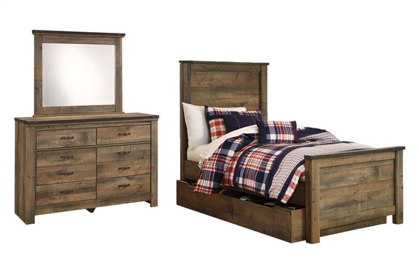 ASHLEY FURNITURE PKG005207 Twin Panel Bed With 1 Storage Drawer With Mirrored Dresser